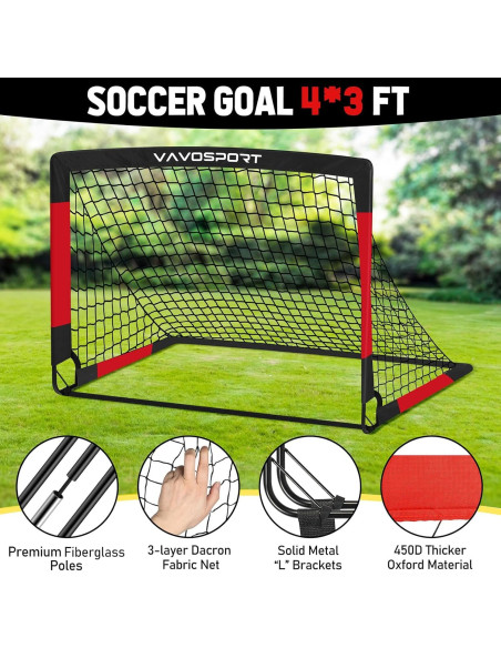 Porterías de Fútbol VAVOSPORT 4x3 para Niños - Set Completo