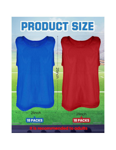 36 Chalecos de Entrenamiento para Adultos y Jóvenes - Rojo y Azul