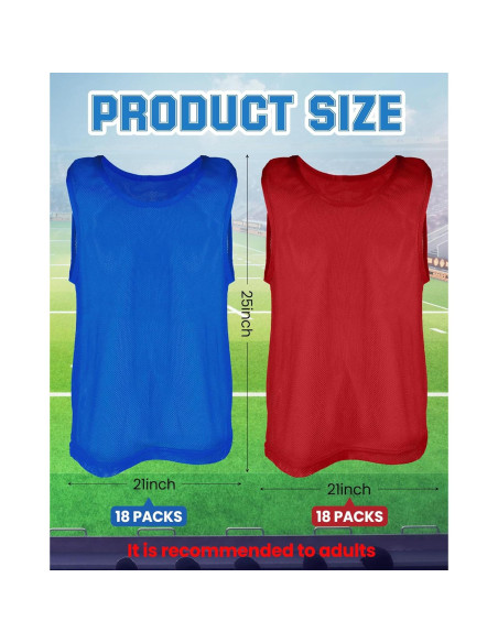 36 Chalecos de Entrenamiento para Adultos y Jóvenes - Rojo y Azul