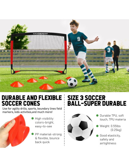Porterías de Fútbol VAVOSPORT 4x3 para Niños - Set Completo