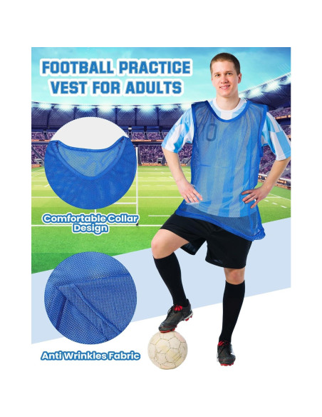 36 Chalecos de Entrenamiento para Adultos y Jóvenes - Rojo y Azul