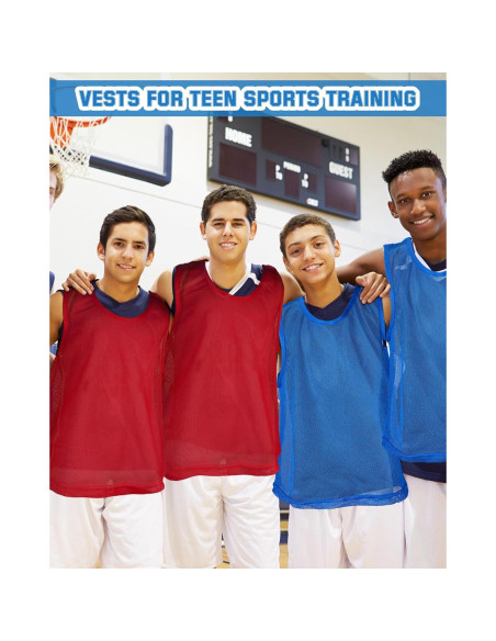 36 Chalecos de Entrenamiento para Adultos y Jóvenes - Rojo y Azul