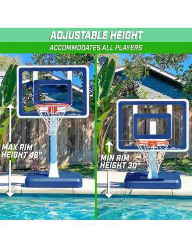 Aro de Baloncesto para Piscina GoSports Splash Hoop Elite - Altura Ajustable
