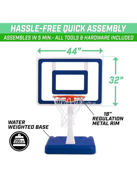 Aro de Baloncesto para Piscina GoSports Splash Hoop Elite - Altura Ajustable