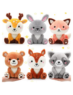 6 Juguetes de Peluche Animales del Bosque RoundFunny 18 cm