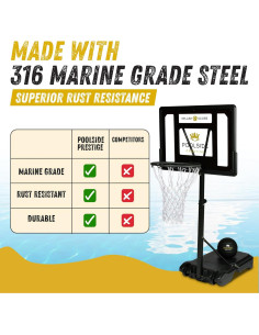 Aro de Baloncesto Ajustable POOLSIDE PRESTIGE para Piscina 89-122 cm 2