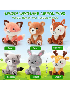 6 Juguetes de Peluche Animales del Bosque RoundFunny 18 cm 2