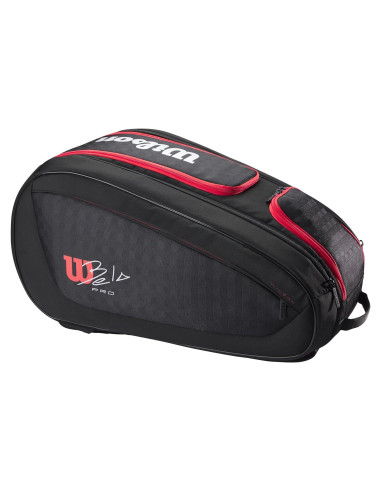 Bolsa de Padel Wilson Bela Super Tour - Negro/Rojo, 4 Raquetas