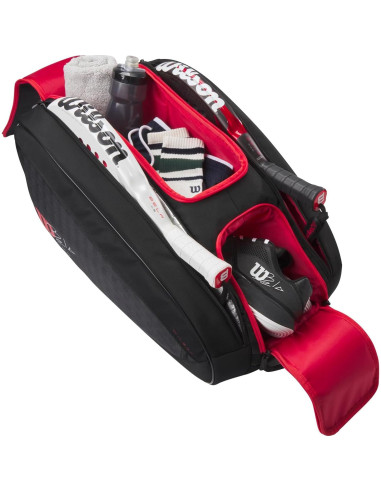 Bolsa de Padel Wilson Bela Super Tour - Negro/Rojo, 4 Raquetas