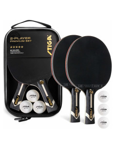 Set de Tenis de Mesa STIGA Premium para 2 Jugadores - 2 Palas ITTF y 3 Pelotas