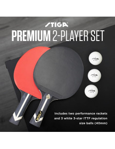 Set de Tenis de Mesa STIGA Premium para 2 Jugadores - 2 Palas ITTF y 3 Pelotas 2
