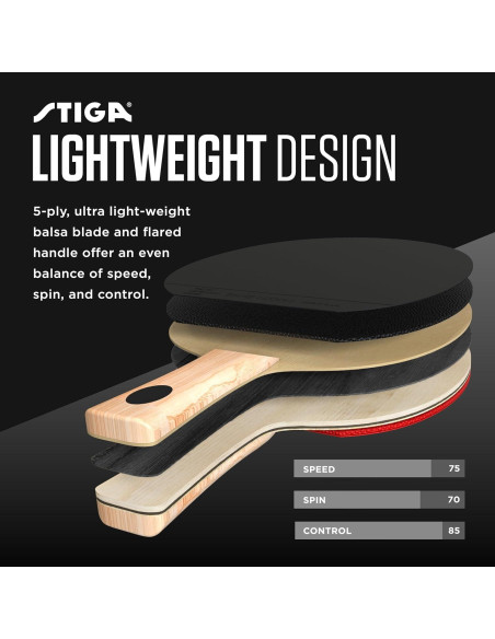 Set de Tenis de Mesa STIGA Premium para 2 Jugadores - 2 Palas ITTF y 3 Pelotas