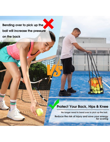 Recolector de Pelotas de Pickleball y Tenis ELKCIP con Ruedas