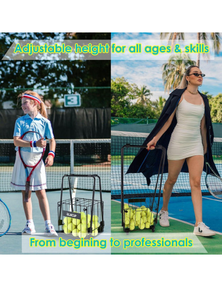 Recolector de Pelotas de Pickleball y Tenis ELKCIP con Ruedas