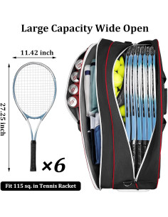 Bolsa de Tenis Ytonet 6 Raquetas Acolchada Resistente al Agua 2