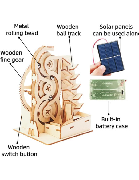 Kit de Pista de Canicas de Madera Solar PZ-035 Juguete STEM