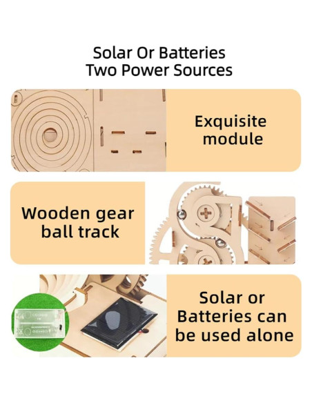Kit de Pista de Canicas de Madera Solar PZ-035 Juguete STEM