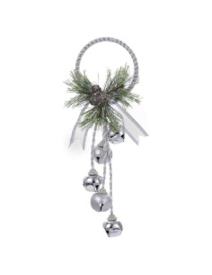 Campana de Metal Plateada y Blanca Kurt Adler J3635 33 cm