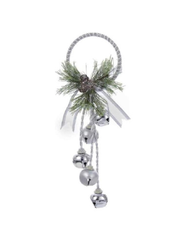 Campana de Metal Plateada y Blanca Kurt Adler J3635 33 cm