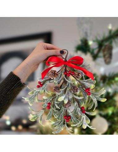 Adorno de Muérdago Artificial Navidad Mntrprko 30 cm Rojo