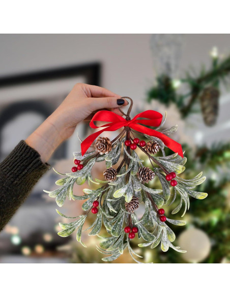 Adorno de Muérdago Artificial Navidad Mntrprko 30 cm Rojo