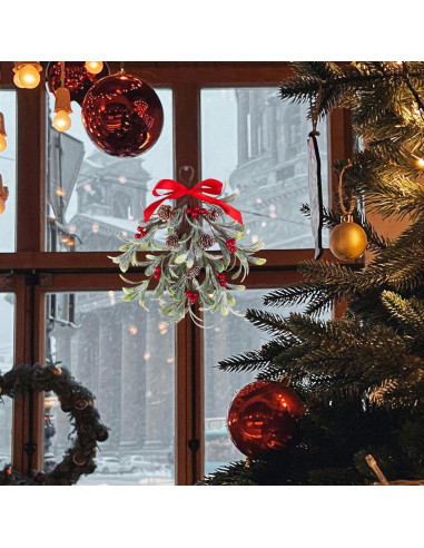 Adorno de Muérdago Artificial Navidad Mntrprko 30 cm Rojo