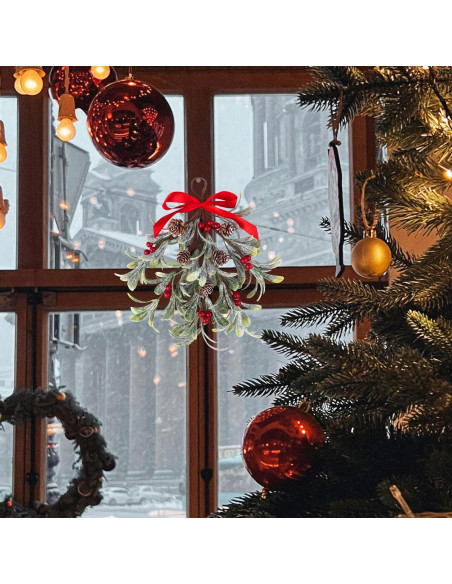 Adorno de Muérdago Artificial Navidad Mntrprko 30 cm Rojo