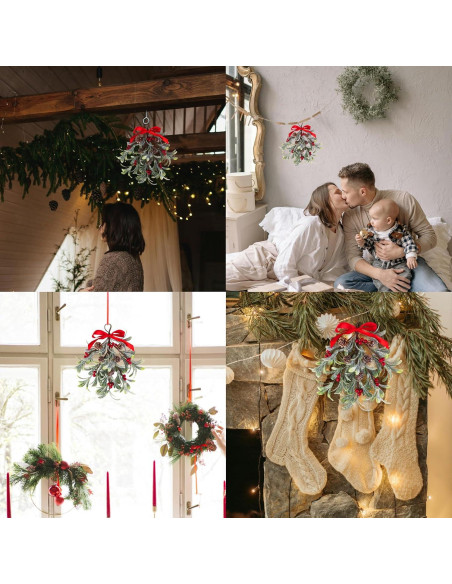 Adorno de Muérdago Artificial Navidad Mntrprko 30 cm Rojo