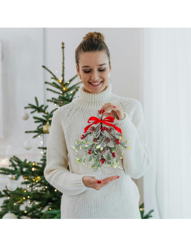 Adorno de Muérdago Artificial Navidad Mntrprko 30 cm Rojo