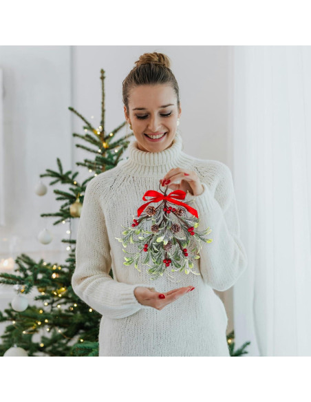 Adorno de Muérdago Artificial Navidad Mntrprko 30 cm Rojo