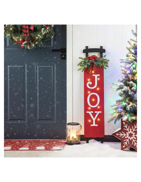 Señal de Trineo Iluminada Glitzhome 101.6 cm Alegría Navidad