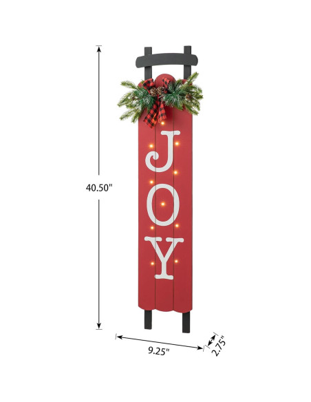 Señal de Trineo Iluminada Glitzhome 101.6 cm Alegría Navidad
