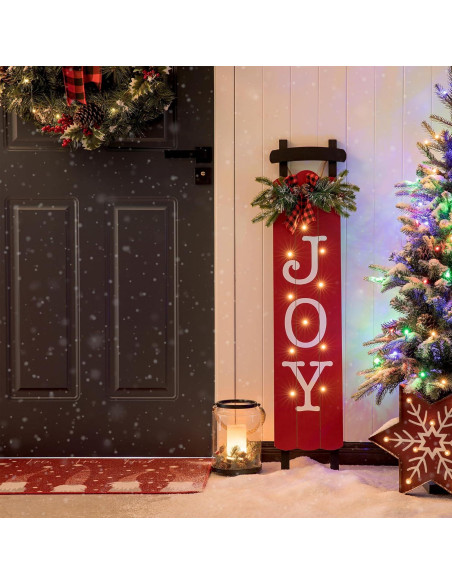 Señal de Trineo Iluminada Glitzhome 101.6 cm Alegría Navidad