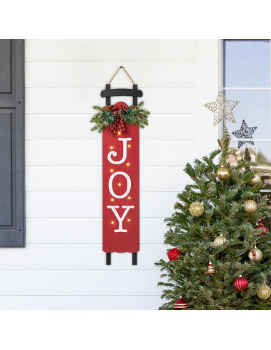 Señal de Trineo Iluminada Glitzhome 101.6 cm Alegría Navidad