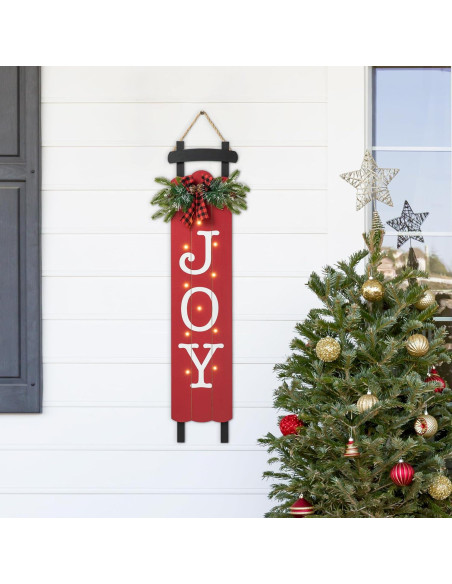 Señal de Trineo Iluminada Glitzhome 101.6 cm Alegría Navidad