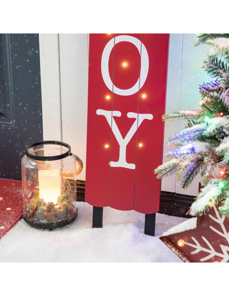 Señal de Trineo Iluminada Glitzhome 101.6 cm Alegría Navidad
