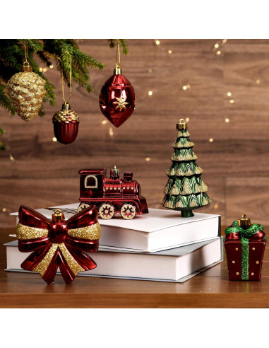 Set de 82 Bolas de Navidad Alupssuc Irrompibles Dorado, Rojo y Verde