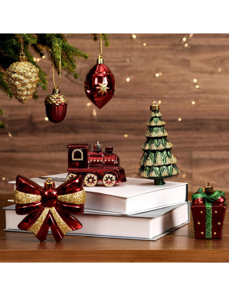 Set de 82 Bolas de Navidad Alupssuc Irrompibles Dorado, Rojo y Verde