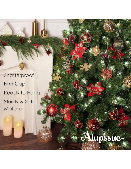 Set de 82 Bolas de Navidad Alupssuc Irrompibles Dorado, Rojo y Verde