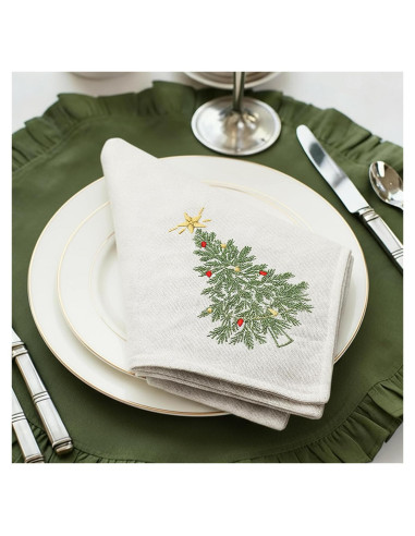 Juego de Servilletas de Lino Newwiee 4 Piezas 51x51 cm Bordadas