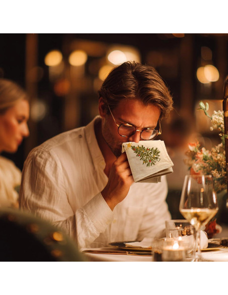 Juego de Servilletas de Lino Newwiee 4 Piezas 51x51 cm Bordadas