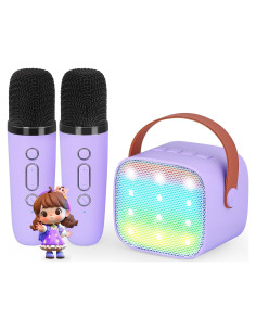 Mini Máquina de Karaoke VERKB K1 con 2 Micrófonos Inalámbricos