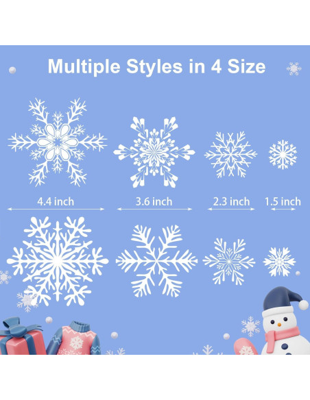 Calcomanías de Ventana Navideñas NEWMIAO 438 Piezas Copo de Nieve