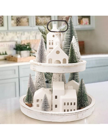 Conjunto de Pueblo Navideño 5 Casas Cerámica Iluminadas Control Remoto