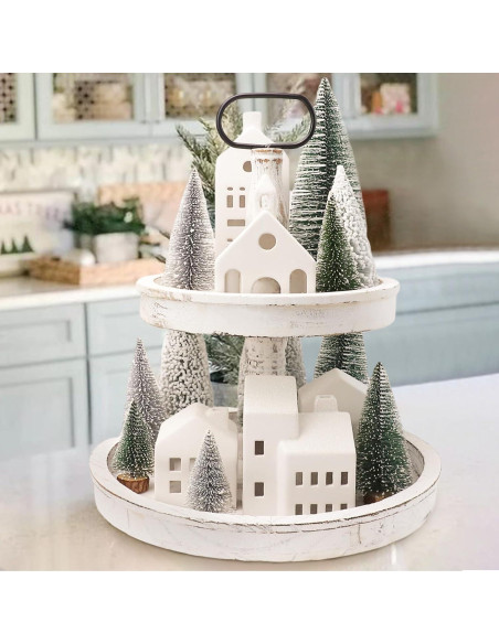 Conjunto de Pueblo Navideño 5 Casas Cerámica Iluminadas Control Remoto