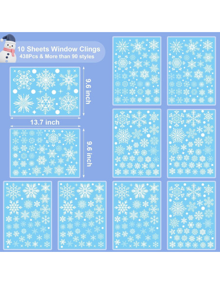 Calcomanías de Ventana Navideñas NEWMIAO 438 Piezas Copo de Nieve