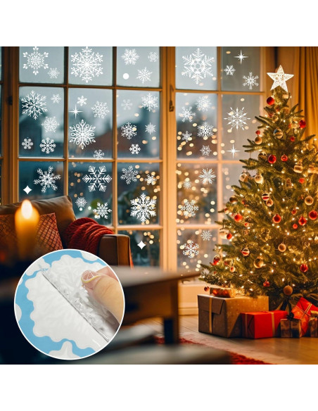 Calcomanías de Ventana Navideñas NEWMIAO 438 Piezas Copo de Nieve