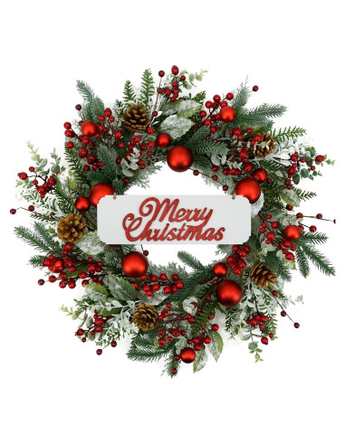 Corona Navideña Artificial 50.8 cm AMF0RESJ con Bola Roja