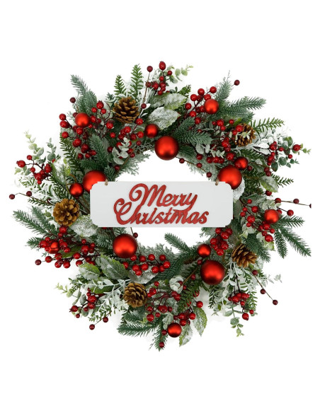 Corona Navideña Artificial 50.8 cm AMF0RESJ con Bola Roja