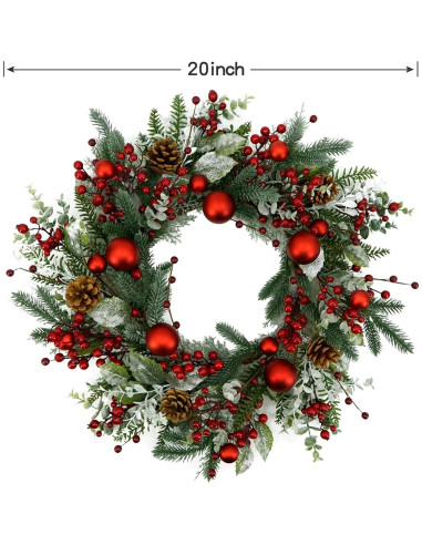 Corona Navideña Artificial 50.8 cm AMF0RESJ con Bola Roja